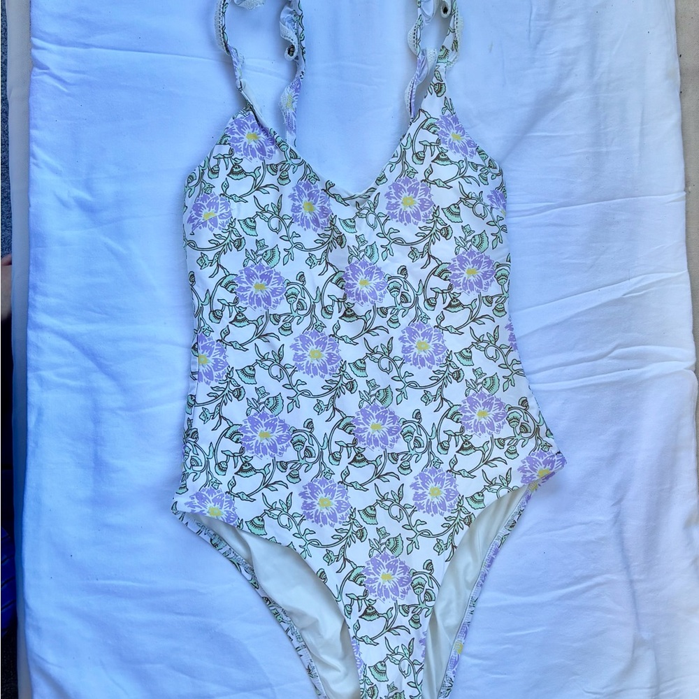 Roller Rabbit White and Purple Floral Swim One Piece